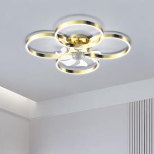 30W Modern LED Ceiling Light, 27 Inch 4 Ring Design and Reversible Fan, 3500K - 6500K Dimmable, 1500LM - 3000LM, Flush Mount, for Bedroom, Living Room and Indoor, Remote & App Control