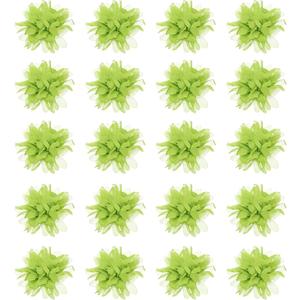 MECCANIXITY Chiffon Flower, 3 Inch Fabric Flowers Bows Sewing Fabric Appliques Headband Embellishments for Crafts Dresses DIY Party Wedding Decoration Light Green Pack of 20
