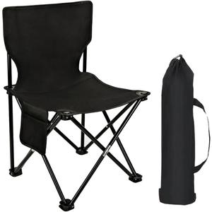 Folding Camping Chair for Small Man, Portable Outdoor Backpacking Chair for Fishing, Hiking, Picnic, Camping, Lawn, Concert, Ultralight Compact Camping Chair with Carry Bag (Black)