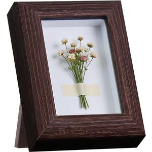2x3 Mini Shadow Box Frame Real Glass Small Shadow Box Display I Deep Display Case for Coins, Pins, Photo, Dried Flowers, Baby Keepsakes Small Shadowbox for Wall or Tabletop (Walnut Color)