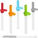Replacement Straws for Zak Designs 15OZ Water Bottle,Transparent and Food Grade Reusable Straws with Cleaning Brush, Pack of 5 (Detachable)
