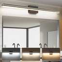 SineRise LED Modern Bathroom Vanity Light Bar (48-Inch, 3000K/4000K/6000K), Matte Black Dimmable Modern Acrylic Bathroom Wall Lighting Fixtures Over Mirror