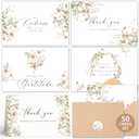 50 Pack Funeral Thank You Cards with Kraft Envelopes Stickers Sympathy Thank You Cards Bulk with Message 4x6 Inches Bereavement Notes for Memorial Service Loved Ones Celebration