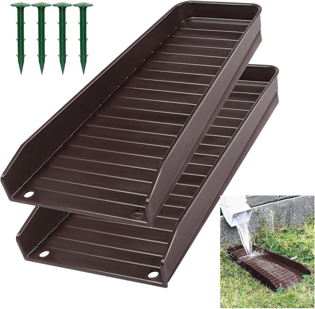 2 Pack Gutter Downspout Extensions, Rain Gutter Downspout Splash Block,Drain Water Downspout Diverter, Gutter Splash Guards for Rainwater Drainage,16.3Inch (Brown) 2 Pack Gutter Downspout Extensions, Rain Gutter Downspout Splash Block,Drain Water Downspout Diverter, Gutter Splash Guards for Rainwater Drainage,16.3Inch (Brown)
