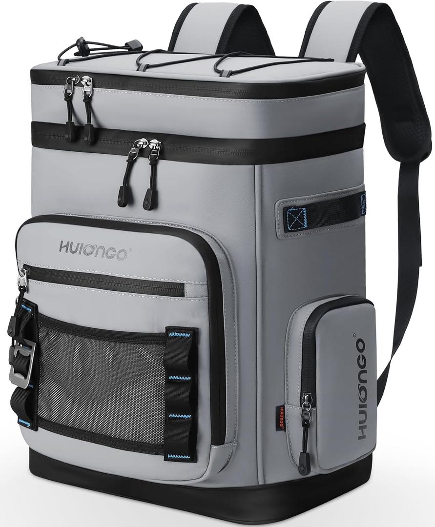 Large Waterproof Insulated Cooler Backpack for Men & Women, Leak Proof Cooler Backpack for Camping, Beach, Fishing, Picnic, Travel, Outdoor, 30L, 48Cans (gray)