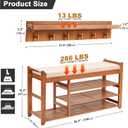 PETKABOO Hall Tree with Bench and Shoe Storage, Coat Rack Shoe Bench Set with Seat Cushion and 6 Hooks for Entryway, Hallway, Living Room and Bedroom, 39 in With Hook