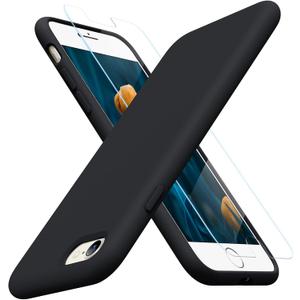Miracase Ultra Slim Designed for iPhone SE 2022(3rd Gen)/iPhone SE 2020(2nd Gen)/iPhone 7/iPhone 8 Case with Screen Protector, Multi-Color Silicone Shockproof Phone Case(Black)