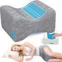 Knee Pillow for Side Sleepers with Cooling Gel, Memory Foam Elevation Pillow for Spine Aligning, Sciatica, Back, Hip, Knee, Ankle Pain, Grey/Regular