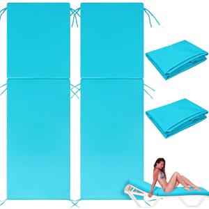 2 Pcs Outdoor Chaise Lounge Cushion Covers (Not Includes Cushion) 80 x 26 x 4 Inch Waterproof Replacement Patio Pool Lounge Chaise Chair Slipcover with Zipper Ties for Furniture(Lake Blue)