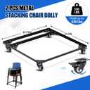 Daisyinner 2 Pcs Metal Stacking Chair Dolly, 330 Lbs Steel Cart with Wheels