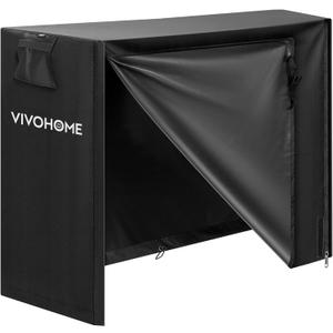 VIVOHOME 4ft Waterproof Log Rack Cover, Heavy Duty 600D Oxford Outdoor Firewood Storage Cover with Zipper and Hook Loop Tape (Log Rack not Included) (Black)