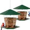 Jealoeur 2 Pack Bird Feeders for Outdoors Hanging Bird Feeder Wild Birds Seed, Green BB