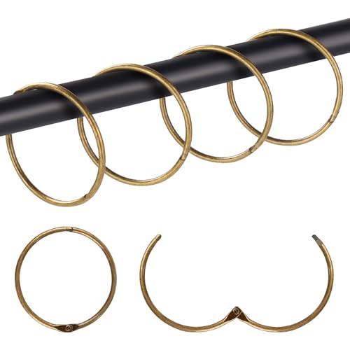 30Pcs Shower Curtain Hooks,Metal Round Shower Curtain Hooks Roman Rings Rustproof Decorative Shower Curtain Rings (Metal, Bronze)