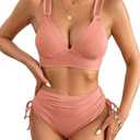 Herseas Women's Bikini Sets Two Piece Swimsuit V Neck High Waisted Ruched Tummy Control 2025 Summer Bathing Suit XL