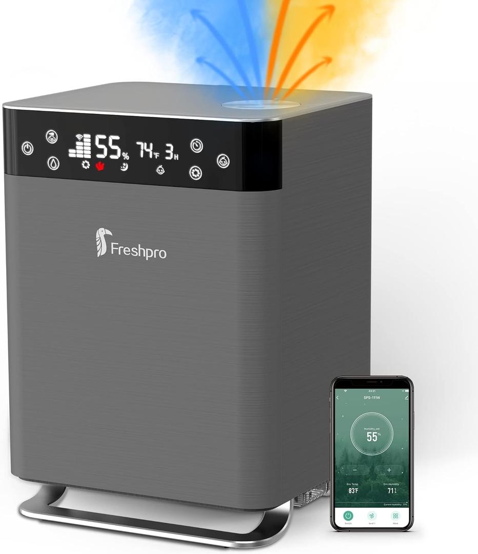 Humidifiers for Bedroom, 4.5L Top Fill Warm and Cool Mist for Large Room Home, Smart Wifi Control, Customized Humidity, Essential Oil, Sleep Mode, Timer, Ultra Quiet