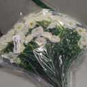 6 Bundles Artificial Daffodils Flowers, Fake Artificial Greenery UV Resistant No Fade Faux Plastic Plants for Wedding Bridle Bouquet Indoor Outdoor Garden Kitchen Office Table Vase (White)