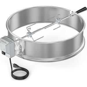 onlyfire Stainless Steel Rotisserie Ring Kit for Weber 22 Inch Charcoal Kettle and Other Similar Grills