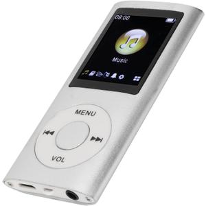 64G MP3 Player, 1.8 Inch Screen MP3 Music Player for Sports Studying, Support MP3 WMA FLAC APE AAC OGG and ACELP, Earphone Included (Silver)