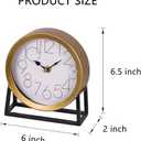 Modern Golden Table Clock on Stand, Decorative Desk and Shelf Clock, Mantel Clock Farmhouse Clock Non-Ticking, Home Dcor for Living Room, Bedroom, Bedside, Desk, Gift Clock (Gold)