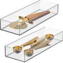 iDesign Clarity Drawer, Kitchen and Bathroom Organization Silverware, Spatulas, Gadgets, Large-Set of 2 (Clear)