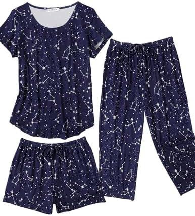 Ekouaer Capri Pajamas for Women Pants Soft Sleepwear 2XL