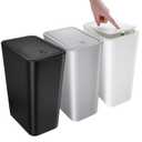 3 Pack Small Bathroom Trash Can with Lid - 10L/2.6 Gallon Slim Garbage Bin, Pop-Up Lid Trashcan, Plastic Wastebasket for Kitchen/Bedroom/Office/Dorm, Fits Under Sink/Desk/Cabinet (Black&White&Grey)