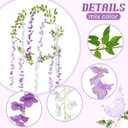 Thiccywoov 4pcs Wisteria Artificial Flowers Garland, 7.2Ft/Piece Wisteria Hanging Flowers Garland for Wedding Arch Decoration Outdoor Ceremony Home Backdrop Garden (Light Purple,Dark Purple,White)