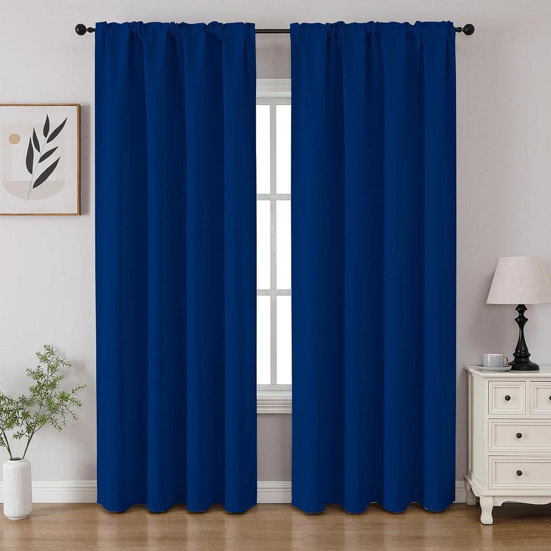 CUCRAF Royal Blue Blackout Curtains 84 Inches, Thermal Insulated Noise Reducing Rod Pocket Blue Window Drapes for Bedroom & Living Room(52x84 Inch, 2 Panels)