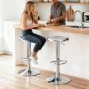 CAROLMADE Bar Stools Set of 2, Adjustable Metal Bar stools Swivel Counter Height Stool Backless Barstools for Kitchen Island Pub, Chrome, 31.1"H x 13.8"W x 13.8"L