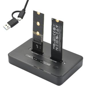 ELUTENG M.2 NVMe SSD Cloner, USB 3.2 20Gbps Dual Bay NVMe Enclosure, Tool-Free Offline Clone & SSD to USB Adapter, Supports M-Key 2230/2242/2260/2280 SSDs