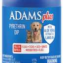 ADAMS Plus Pyrethrin Flea Dip for Dogs and Cats, Kills and Repels Fleas, Ticks, Lice, Gnats, Mosquitoes and Flies, for Dogs, Cats, Puppies, & Kittens, 4 Fl oz