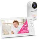 VTech Advanced HQ Max 7" Digital Video Baby Monitor with Pan Tilt Zoom, Long Battery Life 5000mAh, IPS Screen, Touch Control Multi-Color Night Light, 2-Way Talk, HQ Display, Lullabies, No WiFi, White