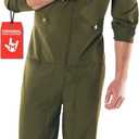 Morph Pilot Costume Men, Fighter Pilot Costume, Aviator Suit, Halloween Costumes Adult, Halloween Costumes Mens (Small)