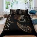 Feelyou African American Woman Duvet Cover Set Ethnic Afro African Bedding Set for Women Girls Tribal Comforter Cover Golden Jewelry Quilt Cover Bedroom Collection 3Pcs Queen Size (Multi 55)