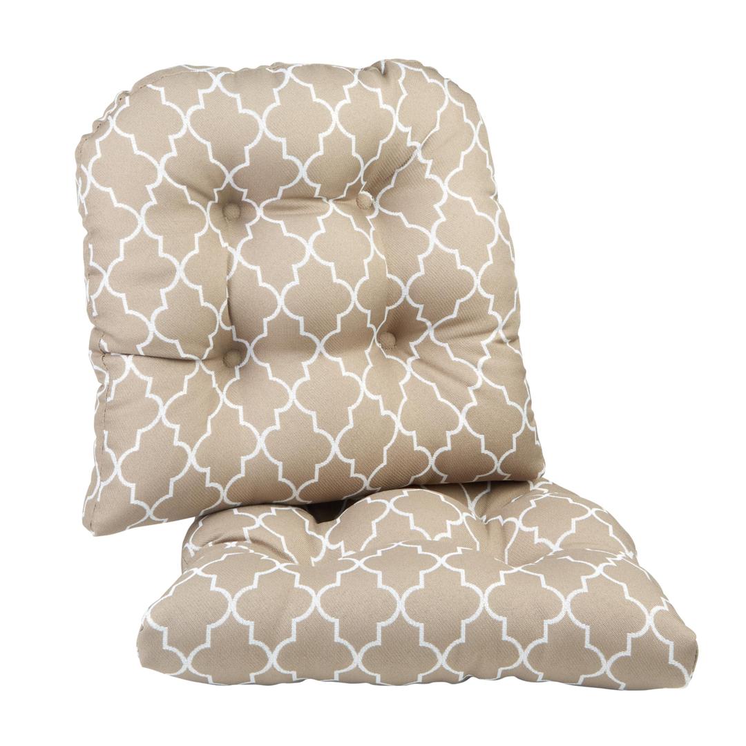 Klear Vu Gripper Overstuffed Universal Non-Slip Dining Chair Cushions for Kitchen Decor or Office Use, U-Shaped Skid-Proof Seat Pad, 15x15 Inches, 2 Count (Pack of 1), Geo Tan