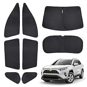 T TGBROS Windshield Sun Shade for Toyota RAV4 2019-2024 2025 Car Window Shades Thicken UV Block and Blackout Privacy Foldable Sunshades 8PCS Accessories Keep Cool Sun Visor Covers
