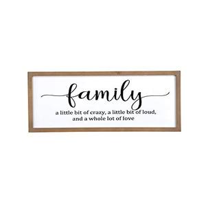 Rustic Wood Frame Farmhouse Family Wall Decor Sign for Home Decor Inspirational Wall Art Wood Plaque with Inspiring Quotes -Family a Little Bit of Crazy... Wall Hanging,Shelf and Tabletop Decor