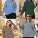 DOLNINE Plus-Size-Sweatshirts for Women Casual Oversized Half Zip Pullover Tops Dressy Long Sleeve Crewneck Blouses Shirts (Green)