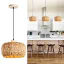 Mgcanyu Boho Pendant Lights Kitchen Island, 11.8" Bohemian Rattan Hand-Woven Light Fixture Natural Seagrass Weaving Lighting Hanging Ceiling Chandelier for Restaurants Living Dining Room Farmhouse
