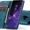 UEEBAI Wallet Case for Samsung Galaxy S9, Premium PU Leather Case Vintage Matte Wallet Flip Cover [Card Slots] [Magnetic Closure] Stand Function Folio Shockproof Full Protection for Galaxy S9 - Blue