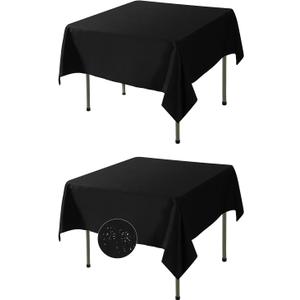 Fokitut 2 Pack Waterproof Square Tablecloth, 70x70 Inch, Stain Resistant and Wrinkle Polyester Table Cloth, Fabric Table Cover for Kitchen Dining, Wedding, Party, Holiday Dinner-Black