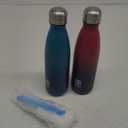 BOGI Insulated Water Bottle, 17oz 2 Pack Stainless Steel Water Bottles, Leak Proof Sports Metal Water Bottles Keep Drink Cold for 24 Hours and Hot for 12 Hours BPA Free kids water bottle for School (2 Pack-Dark Blue Red + Blue Dark Blue)