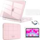 EooCoo for MacBook Neo Case 13 inch 2026 Model A3404 with A18 Pro chip, Hard Shell Case & Sleeve Bag & Type C & Keyboard Skin & Screen Film Laptop Accessories, Crystal Blush