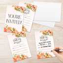 5 x Citrus Bridal Brunch Invitations, Orange Bridal Shower Invitations, Bright Floral Wedding Invitations with Envelopes for Bridal Shower Wedding Engagement, Bride-To-Be Party Supplies -07