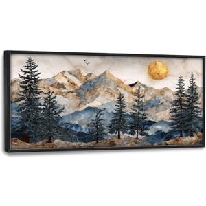 Large Wall Art for Living Room Big Mountain Wall Decor Vintage Mountain Framed Canvas Artwork Painting Prints Forest Nature Wilderness Picture Decoration for Dining Room Office Bedroom Gifts 30" X 60"