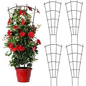 Mklsit 4 Pack 43'' Indoor Plant Trellis for Potted Plants, Metal Garden Trellis for Climbing Plants Outdoor, Black Coated Flower Pot Trellis for Climbing Plants Houseplants Vine Ivy