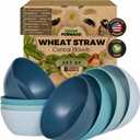 Grow Forward Premium Wheat Straw Bowls Set of 8 - Reusable 27oz Hard Plastic Cereal Bowls - Unbreakable Microwave Safe Bowls for Kitchen, Camping, RV, Dessert, Soup, Salad, Ramen - Seascape