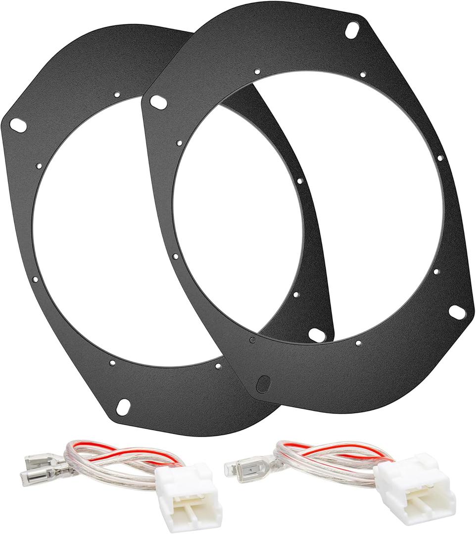 NuIth 6X9 to 6.5 inch Door Speaker Spacer W/Speaker Wire Harness for Select 2007-2014 Dodge/Jeep/Chrysler Rear Front Speaker, 6.5 inch Aftermarket Speaker Spacer Ring Installation Kit