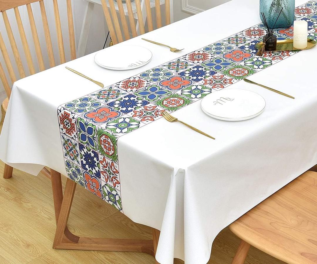 Wipeable Waterproof Tablecloth Vinyl Tablecloths for Rectangle Tables Heavy Duty PVC Tablecloth for Kitchen Dining Table (Flowers-3, 54'' x 54'')