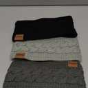 3-Pack Women's Winter Headbands Fuzzy Fleece Lined Cable Knit Ear Warmer Thick Warm Crochet Head Wrap Gifts Stocking Stuffers Criss-Cross Pattern Cold Weather (Black, Deep Grey, Light Grey)